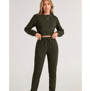 Vente chaude Confortable Fitness Wear Pull À Capuche Haute Qualité Femmes 2 Pcs Ensemble Survêtements en Vente - Product Image 3