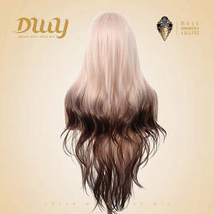 Nyssa-DWY Mirascalp Wave Pink Gradient <b>Brown</b> Lace Front Synthetic <b>Wig</b> Transparent Lace Small Cap High Water Wave Glueless Bangs - Product Image 3