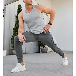 Atlético activo Jogger pantalón transpirable antiarrugas pesca correr rápido antiarrugas, pantalón de hombre, pantalón teñido liso - Product Image 5