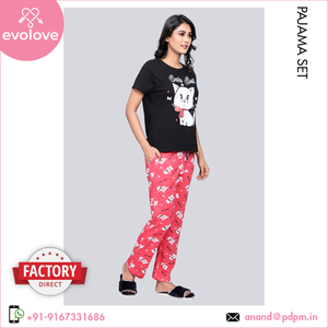 Distribuidor de confianza que vende la mejor calidad 100% algodón para mujer, ropa de dormir, ropa de salón, Conjunto de pijama de 2 piezas para mujer de verano - Product Image 4