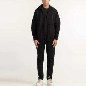 Vente en gros de sweat-shirts à capuche en polaire de polyester avec logo personnalisé, style basique en coton mélangé, vêtements de rue tendance, sweat-shirts à capuche zippés pour hommes - Product Image 4