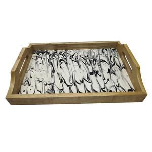 Cadeau de vacances Décoration d'intérieur Thème artistique Plateau de service en bois standard Dernier design rond de haute qualité avec corde Format Noël - Product Image 4