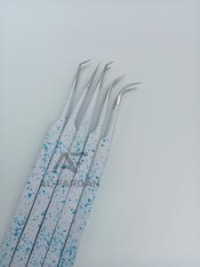 Al fardan ขาวด้านแวววาว14ซม. แหนบต่อขนตาปลอมแบบผอมยาว45องศาทำจากสเตนเลสปลายแหลม - Product Image 4