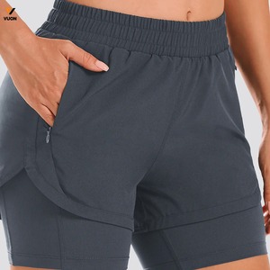 Recién llegados de lujo Fabricante de tela personalizada al aire libre cintura alta pantalones cortos en blanco mujeres correr deportes Fitness Yoga pantalones cortos - Product Image 5