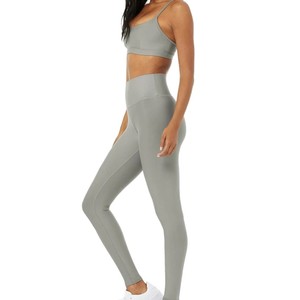 Women's High Waist Full Length <b>Leggings</b> Solid Color Stretch Breathable <b>Compression</b> Sporty Seamless Knitted Spandex Nylon - Product Image 5