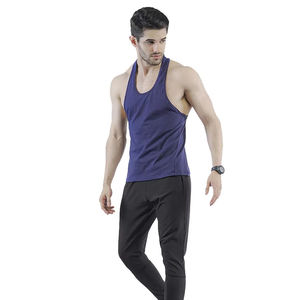 Débardeur de sport bleu sans manches pour homme de haute qualité 100 % coton – Vente en gros, couleur et logo personnalisables, anti-rétrécissement - Product Image 2