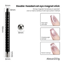 Stylo aimanté pour ongles à double tête effet œil de chat, bâton magnétique puissant pour vernis gel UV, outil magnétique 3D pour nail art