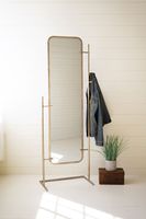 Miroir sur pied de style marocain avec cadre en métal doré pour la décoration intérieure de chambre à coucher moderne