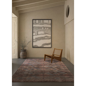 Alfombra de Lana Anudada a Mano Someplace in Time, Diseño Geométrico Rojo y Naranja, Estilo Afgano para el Hogar EA-3107 - Product Image 5