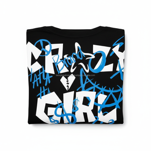Camiseta Gráfica CRAZY GIRL, Diseño de Graffiti Azul, Estilo Urbano, Talla Grande, Algodón Grueso, Personalizable con Logotipo OEM - Product Image 5