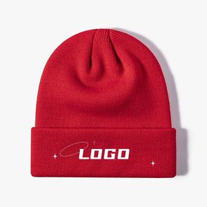 Venta al por mayor logotipo personalizado de moda gorros sombreros de alta calidad cálido invierno liso teñido de punto gorros sombreros - Product Image 2