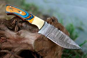 มีดดามัสกัสแบบใบมีดสำหรับตั้งแคมป์กลางแจ้งพร้อมปลอกหนังมีดสกินเนอร์สำหรับล่าสัตว์และทำงานฝีมือ - Product Image 4