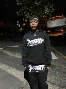 Conjunto de sudadera y pantalones de chándal con cremallera desgastados de algodón con gráfico de ropa de calle personalizada de fabricantes - Product Image 5