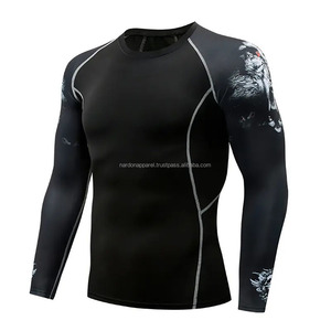 Nardon Apparel Hombres de manga larga Rash Guard Color sólido Secado rápido Transpirable Fitness Wear Cómodo para la venta - Product Image 5