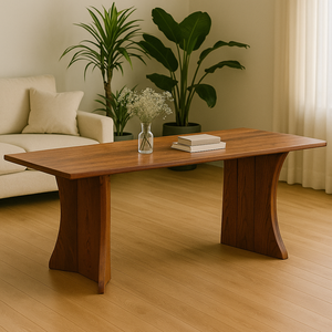 Trending Product Modern Solid Walnut Wood Dining <b>Table</b> Rectangular <b>Table</b> with PU Finish for 10 People - Product Image 1