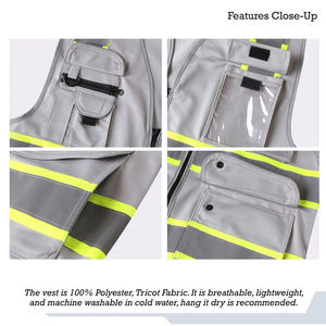 Chaleco de Seguridad Reflectante Transpirable de Alta Visibilidad para Trabajo Industrial y Mantenimiento al Aire Libre, Diseño con Cierre Frontal, Protección Anti-UV 2026 - Product Image 6