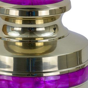 Urne funéraire en métal poli brillant de haute qualité, finition dorée, avec bande violette, pour adulte américain, capacité de 200 pouces cubes - Product Image 4