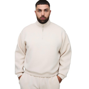 ชุดวอร์มสองชิ้นผ้าขนแกะแบบมีซิปครึ่งตัวของผู้ชายรุ่น480GSM เสื้อผ้าแนวสตรีทไซส์ใหญ่พิเศษผลิตตามสั่ง - Product Image 3