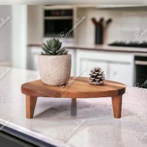 Mesa de centro de esquina de sala de estar de diseño moderno 2024, mesa de centro redonda de madera, mesa auxiliar de sofá con 3 patas de madera maciza - Product Image 2