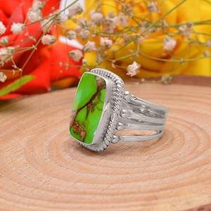 Green <b>Copper</b> Turquoise Rings for Women 925 Sterling Silver Rings Green <b>Copper</b> Turquoise Jewelry Turquoise Handmade Rings Jewelry - Product Image 3
