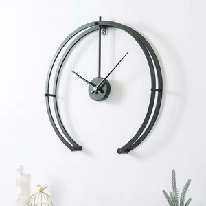 Relojes de pared de lujo de Metal modernos redondos, reloj de pared Simple negro personalizado silencioso, decoración grande para el hogar - Product Image 2