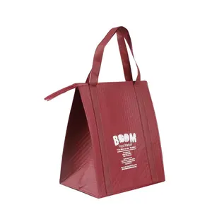 PP Nonwoven Cooler Bags With Zipper for storage and promotion matte lamination Wholesale Promotional with aluminum foam inside