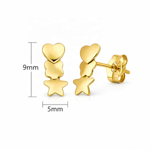 Pendientes Minimalistas de Oro Amarillo de 14K JJ BRAVO para Mujer, Diseño de Corazón, Flor y Estrella, Joyería Fina Hecha a Mano, Regalo - Product Image 5