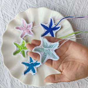 Costume en gros de pentagramme étoile de mer au crochet - Autocollants créatifs en tissu faits main en forme d'étoile de mer pour la mode - Product Image 2
