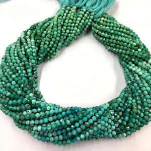 Natural Turquoise Gemstone Beads Rondelle Shape Faceted Turquoise Handmade Beads For Jewelry Making