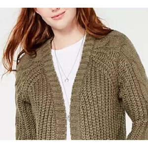 Cardigan Lungo in Maglia a Trecce per Ragazze Hippie Rose, Colore Rame, Taglia Grande, Autunno Inverno, Stampa Jacquard con Decorazione a Bottoni - Product Image 2