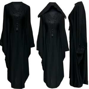 Venta al por mayor de lujo de satén Abaya para las mujeres de alta calidad de seda Petite vestido musulmán con mangas con volantes inspirado en Dubai y Turquía - Product Image 1