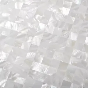 แผ่นสีขาวกระเบื้องโมเสคแบบสี่เหลี่ยมเปลือกหอยมุกสำหรับห้องครัวห้องน้ำศิลปะผนังกันน้ำมันกระเด็นสินค้าคุณภาพสูง - Product Image 1