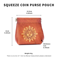 Porte-monnaie fourre-tout vintage fait à la main porte-monnaie en cuir gaufré petit dieu du soleil avec fermeture à presser pour un usage quotidien