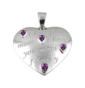 Elegant High Quality 925 Sterling <b>Silver</b> Amethyst Natural Stone Multi Color CZ <b>Heart</b> Pendants <b>Necklace</b> Wholesale - Product Image 2