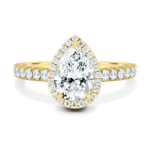 Bagues de fiançailles en or fin 18 carats exquis à la mode bijoux faits à la main poire coupe brillante Solitaire bagues de mariage en diamant cultivées en laboratoire - Product Image 1