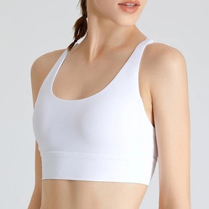 Soutien-gorge de course de style sportif sans couture pour femmes séchage rapide respirant bonnets rembourrés amovibles soutien élevé Yoga entraînement haut avant - Product Image 5