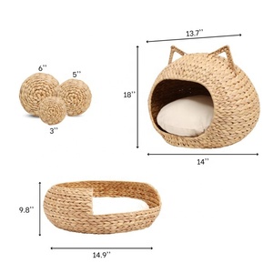 High Quality Water Hyacinth Cat Head Bed with <b>Cushion</b>, Cat Scratching Bed Water Hyacinth Round Dorm with <b>Cushion</b> in Viet Nam - Product Image 5