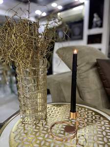 Luxurious <b>Brass</b> Ring Candle <b>Holder</b> with Round Base Polished Metal Stand for Home and Church Decor - Product Image 4