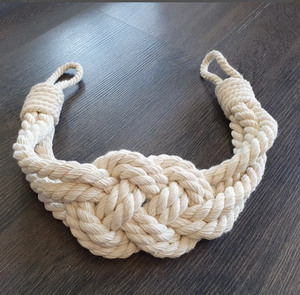 Curtain Tie Backs - Cotton Rope - Nautical Decor - Carrick Bend Knot - Decor for Window - Product Image 1
