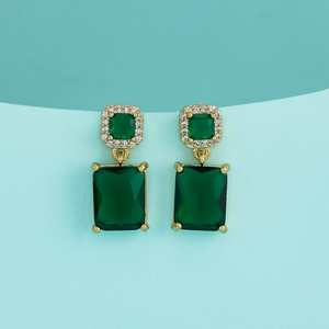 Trendy <b>Wreath</b> Accessories 193085 Dazzling Women's Geometric Party Earrings Gold Polish Zircon Diopside Stones 3g Set Bracelet - Product Image 1