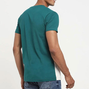 T-shirt pour homme 100% coton entièrement personnalisé Impression numérique Tissu tricoté teint en couleur unie Différentes tailles Forte demande - Product Image 2