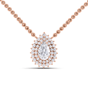 IGI Certified Lab Grown Diamond Pear Cut Double Halo Pendant in 14K White / Yellow & Rose Gold Luxury <b>Cluster</b> Design - Product Image 1