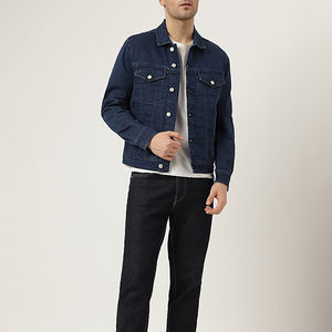 Chaqueta vaquera personalizada de alta calidad para hombre, nueva y elegante ropa informal OEM al por mayor con logotipo frontal de lona para niños - Product Image 2