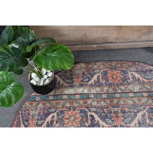 Vintage Turkish <b>Rug</b> Beige 4.2x4.2ft Handmade Wool Patchwork Design with Latex Backing Rectangular Hallway Model for <b>Bedside</b> Use - Product Image 5