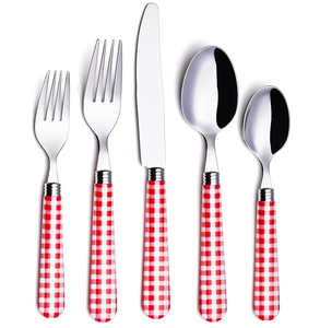 Juego de cubiertos de latón de Navidad Aspecto moderno Mesa de boda para el hogar Cubiertos de acero con espejo Cubiertos con asas de color - Product Image 6