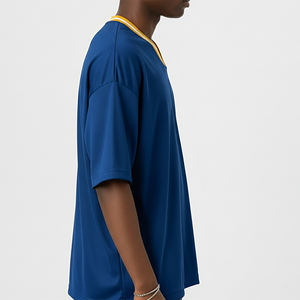 High Quality 100% Cotton Jersey Custom Knit Rib <b>V</b>-<b>Neck</b> Tshirt <b>For</b> <b>Man</b> Custom DTG Printed Logo Oversize Streetwear <b>T</b>-<b>Shirt</b> - Product Image 5