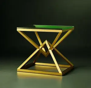 Premium Top Marble Coffee Table Living Room Metal & Marble Coffee Side Table With Gold Finish Two Tier Marble Side Table - Product Image 2