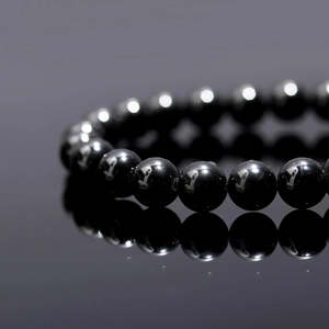 Handmade 8 mm Black Tourmaline Beaded Round Crystals <b>Bracelet</b> 7 Inches Onyx <b>Ball</b> Shape for Gift - Product Image 2