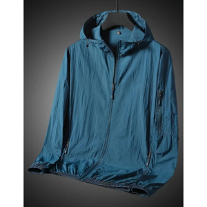 Chaqueta de Safari de estilo Vintage ajustada informal para hombre, abrigo ligero con cremallera completa y capucha extraíble, senderismo de montaña de verano, Color sólido - Product Image 2