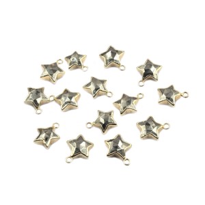 Dijes de metal chapados en oro con forma de estrella de pirita natural con engaste para la elaboración de collares y pulseras - Product Image 2